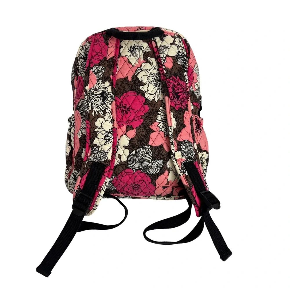 Vtg Vera Bradley Symphony‎ Hue Quilted Floral Backpack Mocha Rouge Retired Print